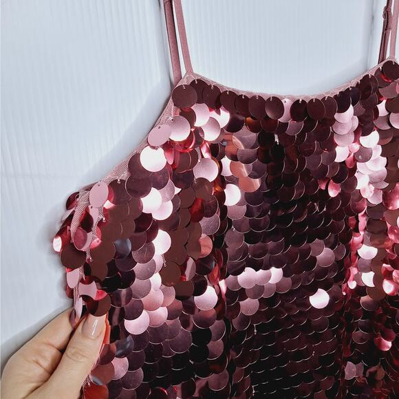 A New Day Big Sequin Slip Dress S Mini Party Prom Shift Paillette Swiftie HOCO - Picture 3 of 9